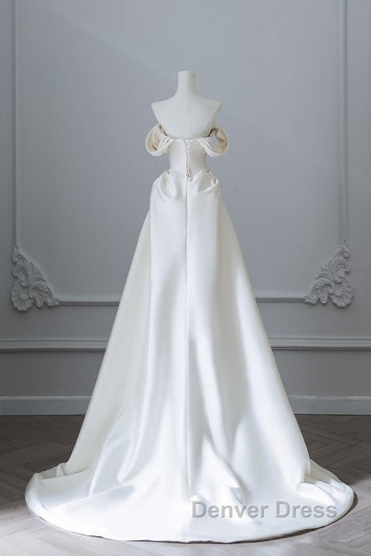 Unique Mermaid Strapless Long Wedding Dress With Short Sleeves Brides Dresses