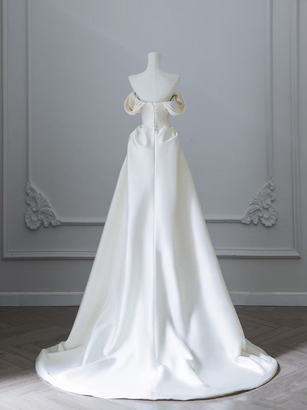 Unique Mermaid Strapless Long Wedding Dress With Short Sleeves Brides Dresses
