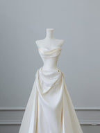 Unique Mermaid Strapless Long Wedding Dress With Short Sleeves Brides Dresses