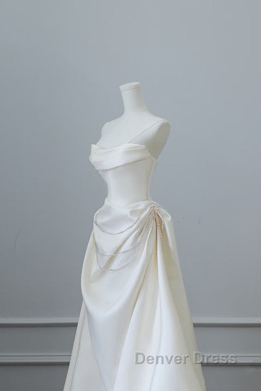 Unique Mermaid Strapless Long Wedding Dresses With Short Sleeves Brides Dresses