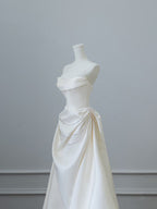 Unique Mermaid Strapless Long Wedding Dress With Short Sleeves Brides Dresses