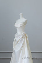 Unique Mermaid Strapless Long Wedding Dress With Short Sleeves Brides Dresses