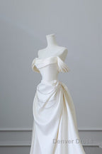 Unique Mermaid Strapless Long Wedding Dresses With Short Sleeves Brides Dresses