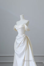 Unique Mermaid Strapless Long Wedding Dress With Short Sleeves Brides Dresses