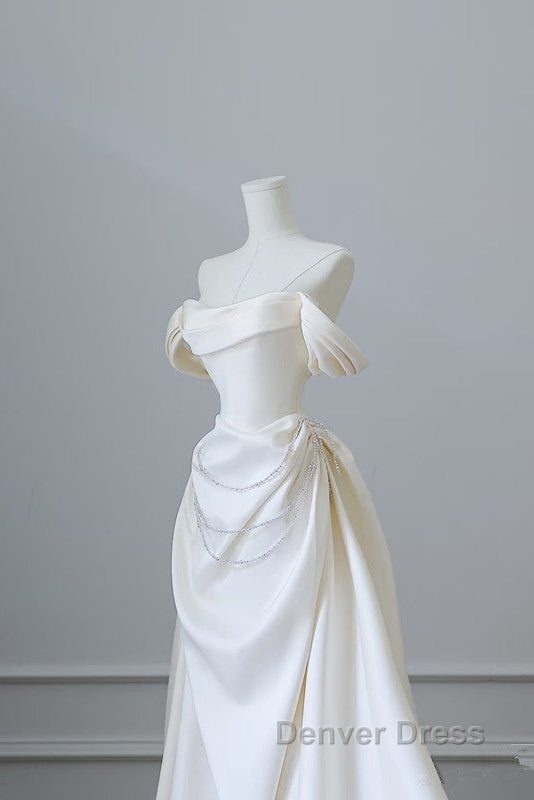Unique Mermaid Strapless Long Wedding Dress With Short Sleeves Brides Dresses