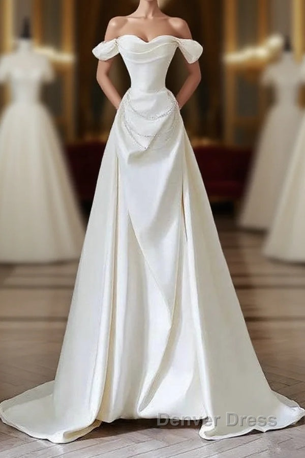 Unique Mermaid Strapless Long Wedding Dresses With Short Sleeves Brides Dresses Main image