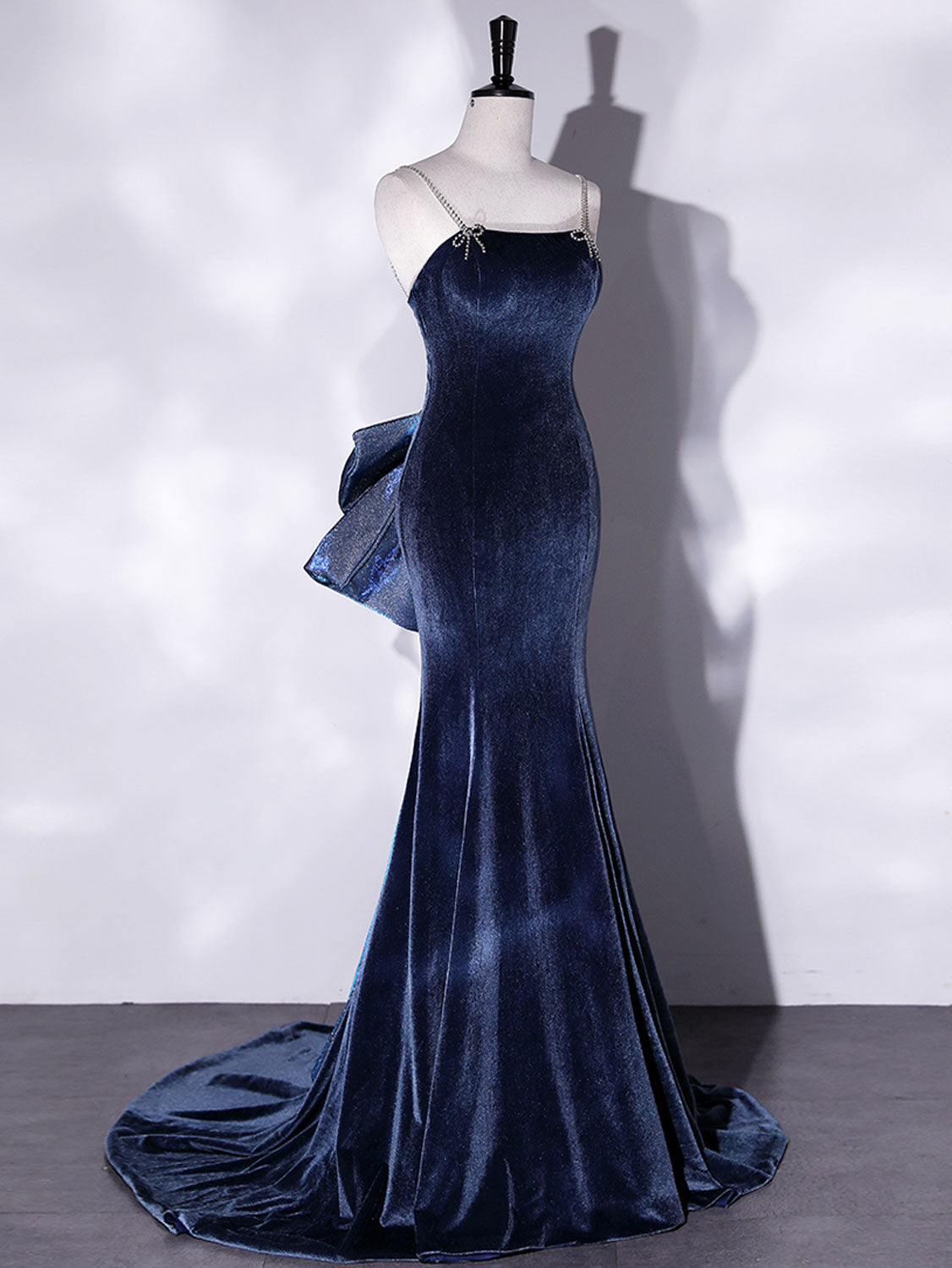 Unique Mermaid Velvet Long Prom Dresses, Velvet Formal Evening Dresses