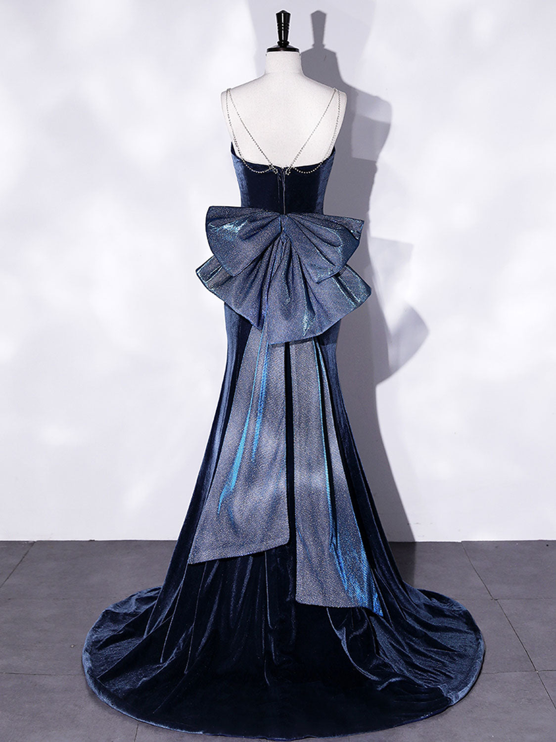 Unique Mermaid Velvet Long Prom Dresses, Velvet Formal Evening Dresses