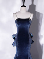 Unique Mermaid Velvet Long Prom Dresses, Velvet Formal Evening Dresses