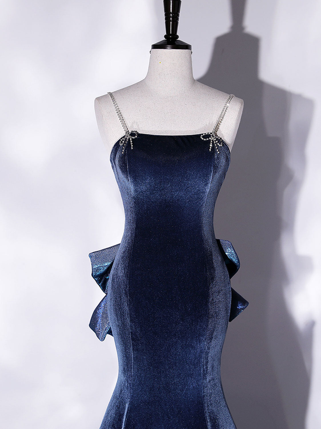 Unique Mermaid Velvet Long Prom Dresses, Velvet Formal Evening Dresses