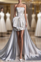 Unique Sheath Strapless Sequin Short White Wedding Dresses Brides Dresses