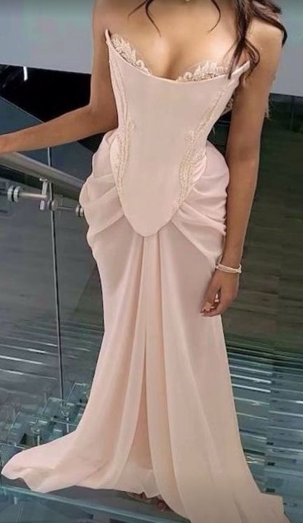 Unique Strapless A Line Pink Prom Dresses