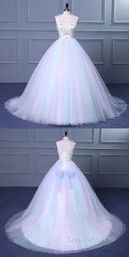Unique Strapless Sweetheart A Line Wedding Dresses Beaded Bridal Prom Gowns