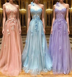 Unique sweetheart neck tulle lace long prom Dress A Line Prom Dresses