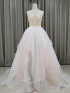 Unique Sweetheart Neck Tulle Long Prom Dresses, Tulle Graduation With Beading Sequin