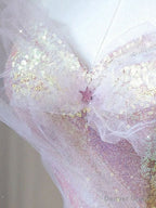 Unique Sweetheart Neck Tulle Sequin Long Prom Dress Tulle Prom Dresses