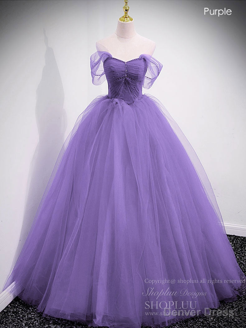 Unique Sweetheart Off Shoulder Lace Long Prom Dress, Tulle Prom Dresses