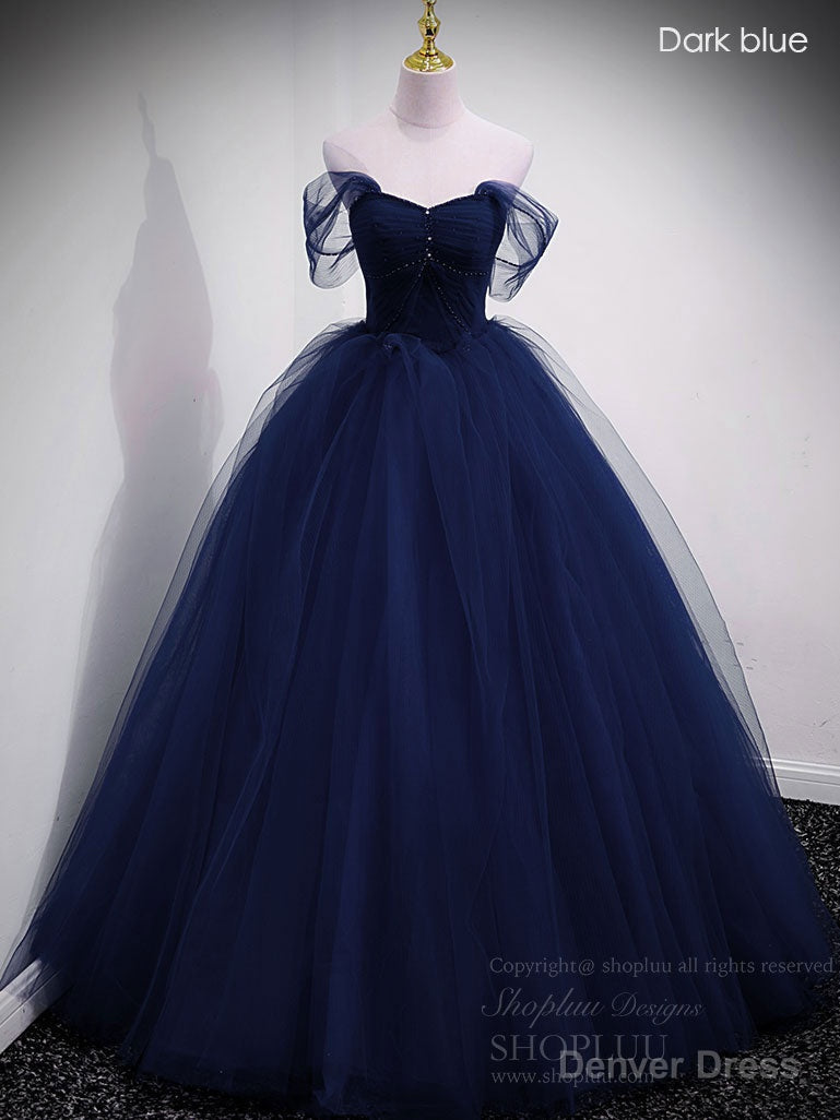 Unique Sweetheart Off Shoulder Lace Long Prom Dress, Tulle Prom Dresses