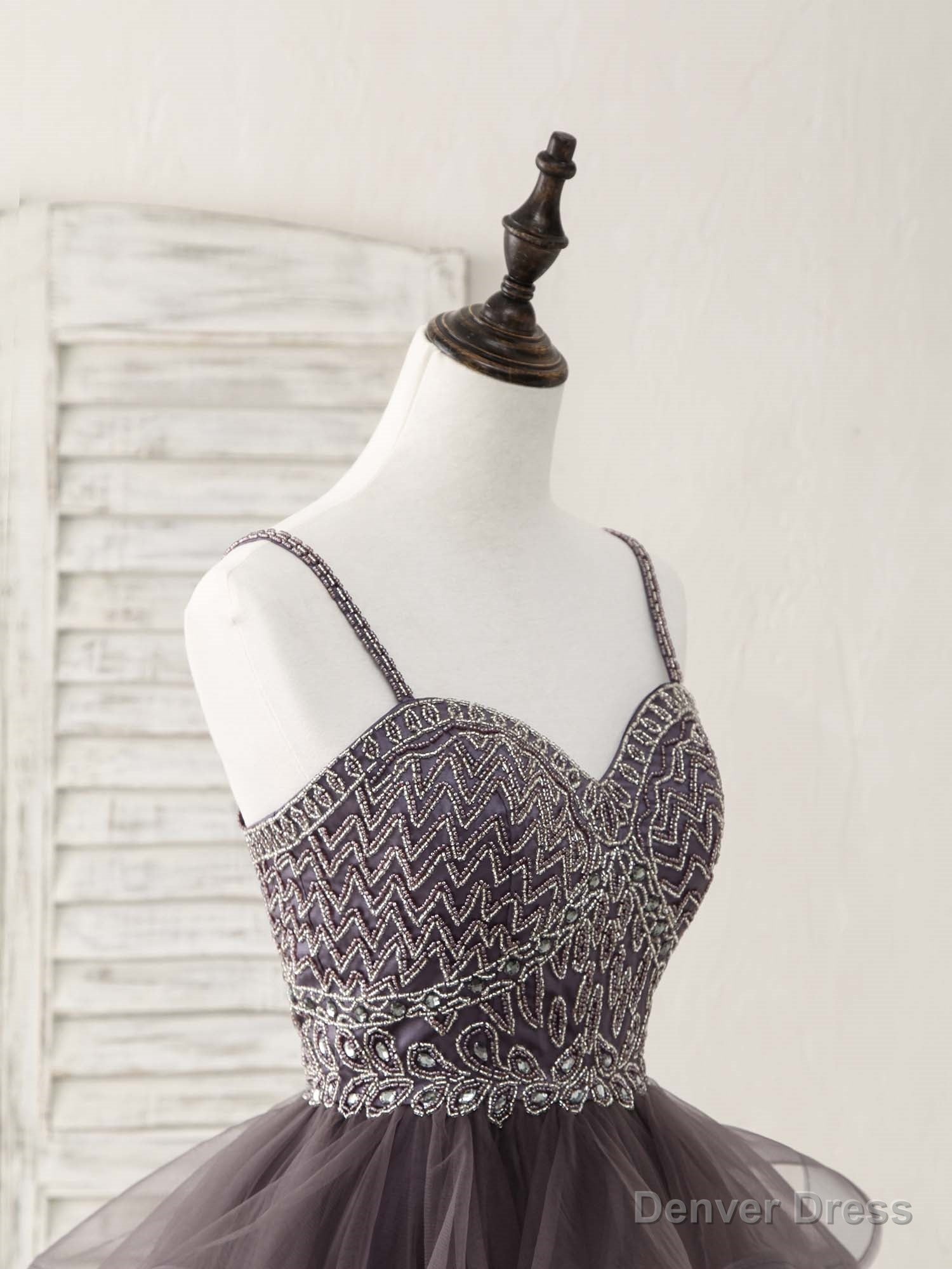 Unique Sweetheart Tulle Beads Short Prom Dress Cute Homecoming Dress