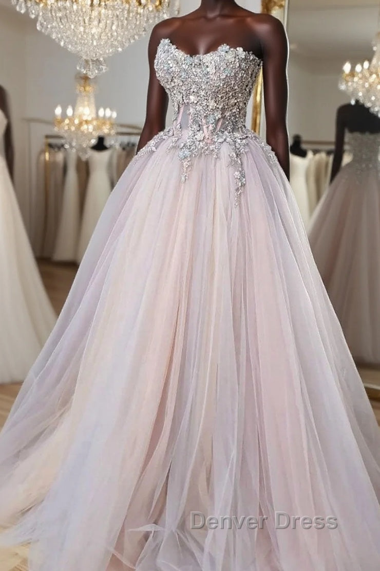 Unique sweetheart tulle lace Prom Dress tulle lace Prom Dresses