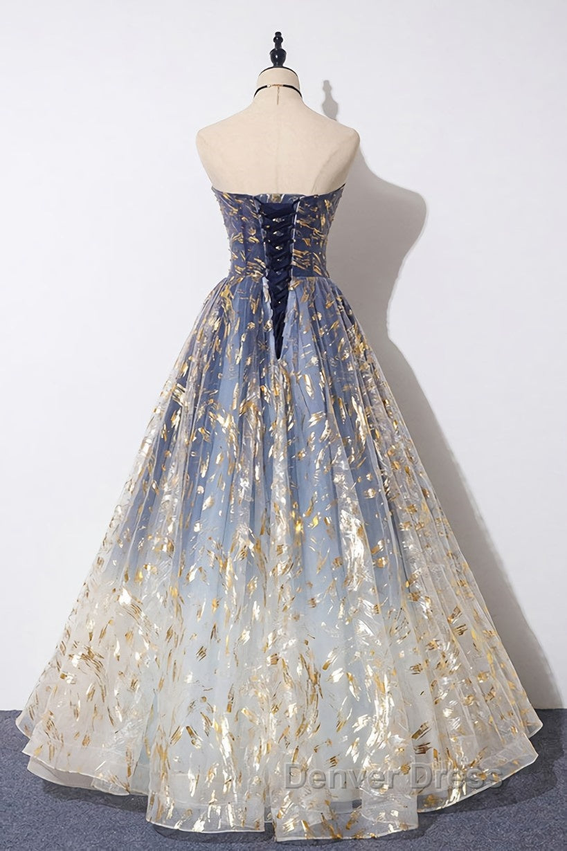 Unique tulle lace long prom Dress tulle Prom Dresses Secondary image