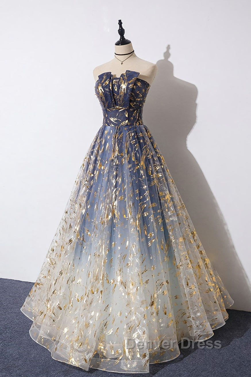 Unique tulle lace long prom Dress tulle Prom Dresses