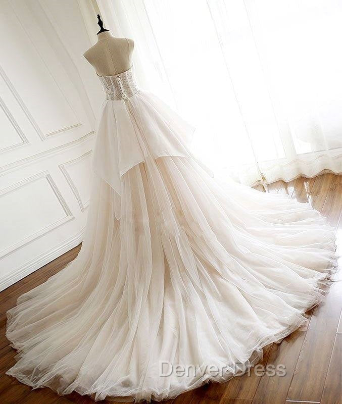 Unique Tulle Lace Long Prom Dresses, Tulle Lace Wedding Dresses Secondary image