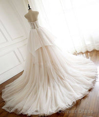 Unique Tulle Lace Long Prom Dress, Tulle Lace Wedding Dress