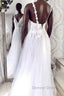 Unique v neck tulle lace long prom Dress tulle lace Prom Dresses