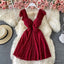V Neck A Line High Waist Prom Dress Homecoming Dresses