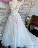 V-Neck A-Line Wedding Dress, Bridal Gown ,Dresses For Brides