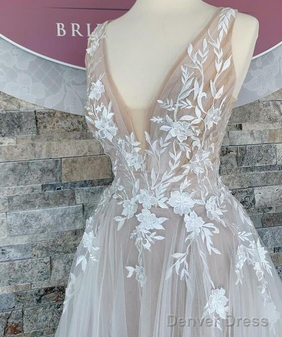 V-Neck A-Line Wedding Dress, Bridal Gown ,Dresses For Brides