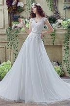 V Neck A Line Wedding Dresses