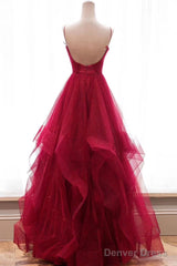 V Neck Backless Burgundy Prom Dresses, Burgundy Backless Wedding Dresses, Burgundy Prom Gown