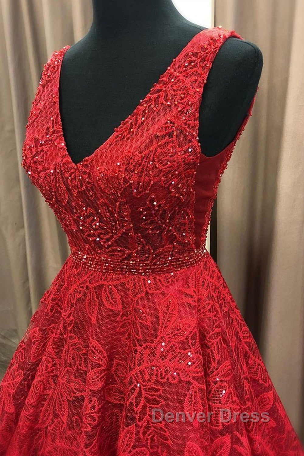 V Neck Burgundy Lace Long Prom Dress, Burgundy Lace Prom Dress, Burgundy Prom Dresses Secondary image