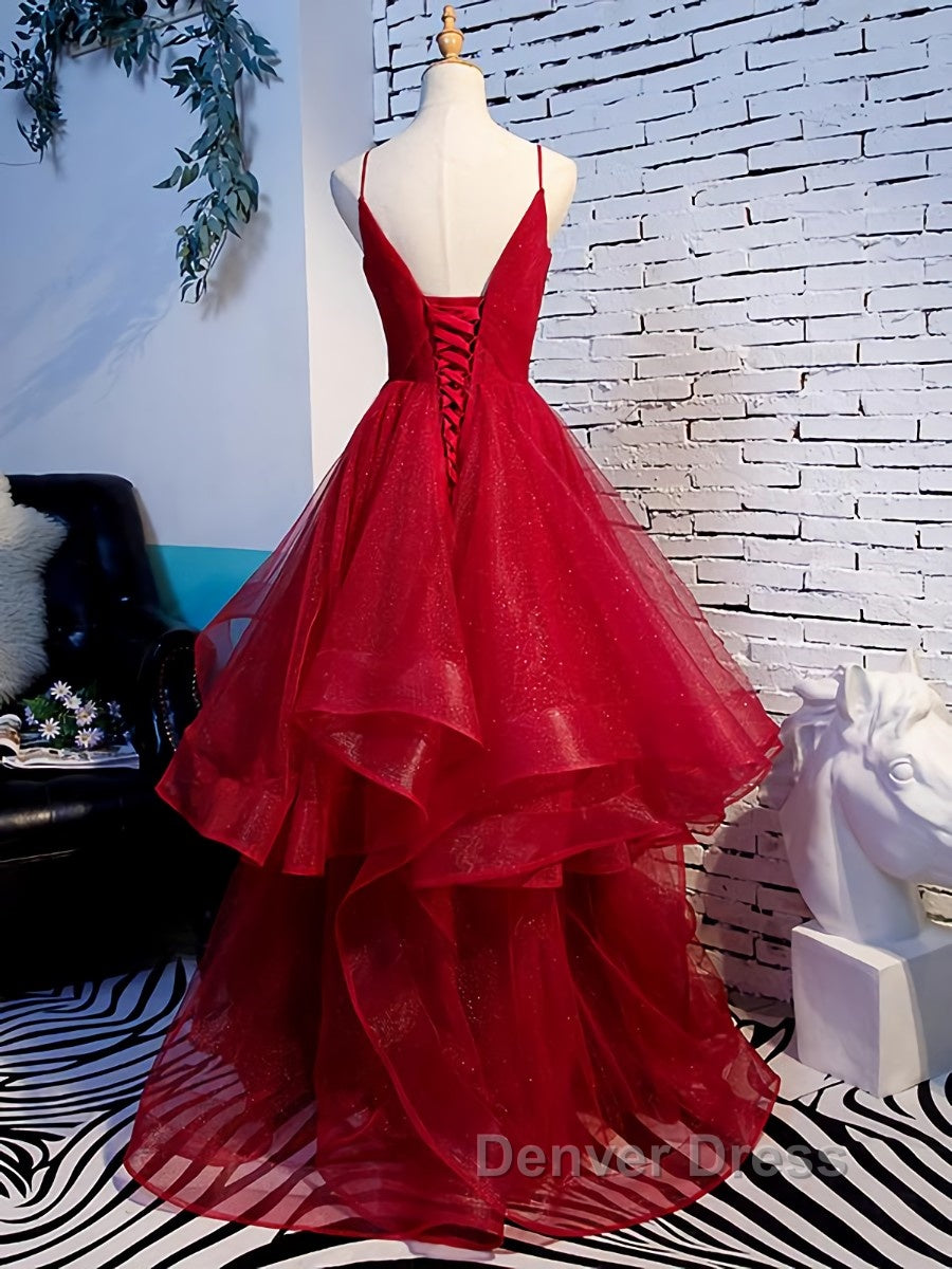V Neck Burgundy Prom Dress, Wine Red V Neck Prom Dresses Secondary image