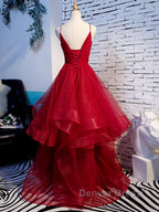 V Neck Burgundy Prom Dress, Wine Red V Neck Prom Dresses
