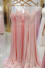 V Neck Chiffon Long Prom Dresses Long Bridesmaid Formal Evening Dresses