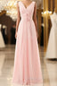 V Neck Chiffon With Flower(S) Bridesmaid Dresses