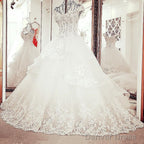 V Neck Off Shoulder Lace Appliques Beaded V Neck Tulle Wedding Dresses
