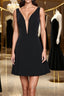 V Neck Open Back Short Black Prom Dress, V Neck Black Homecoming Dress, Black Prom Dresses