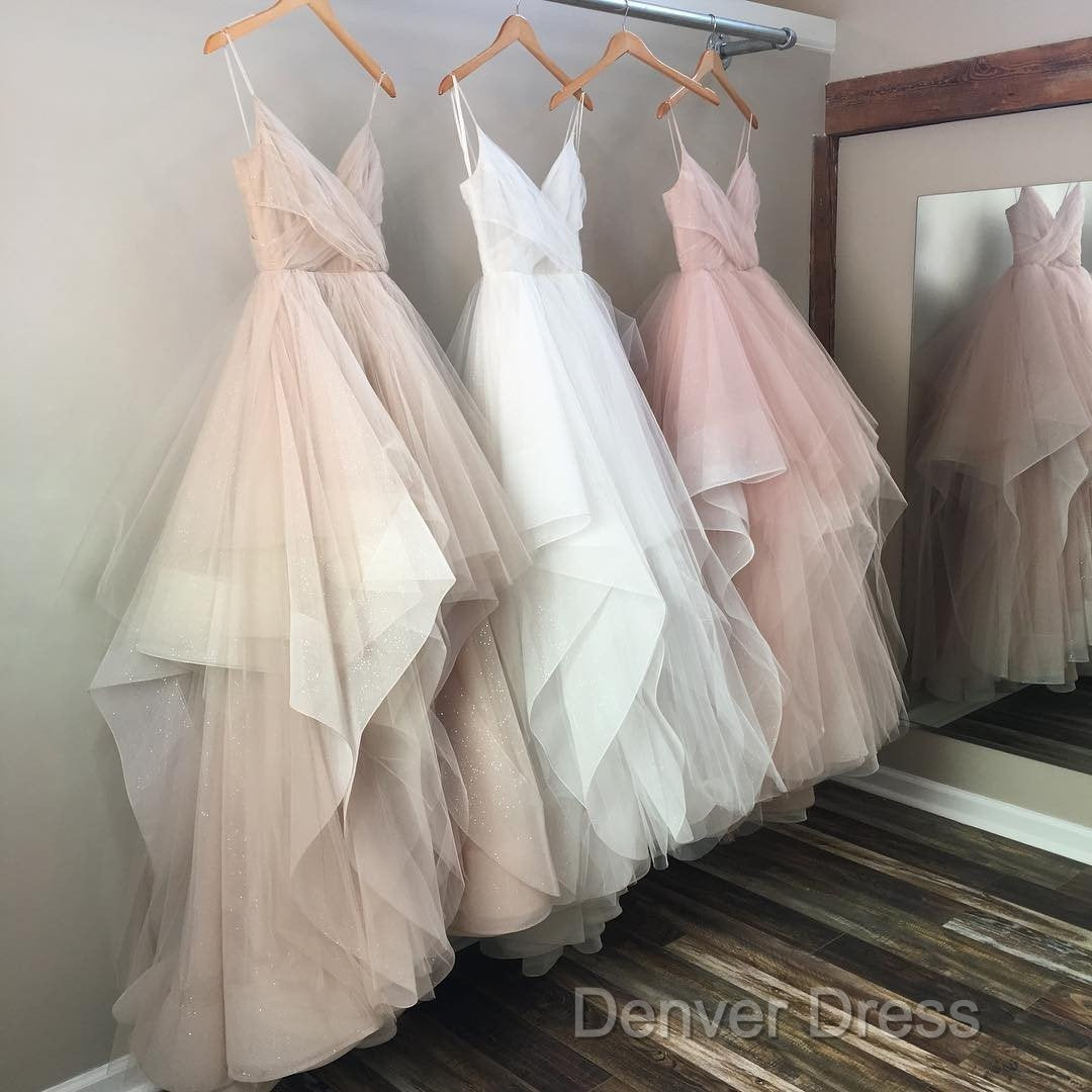 V Neck Organza Ruffles Princess Wedding Gowns  Sexy