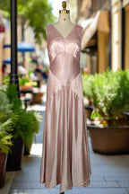 V Neck Pink Tie Back Mermaid Bridesmaid Dress A Line Open Back Stretch Satin Floor Length Fromal Dresses