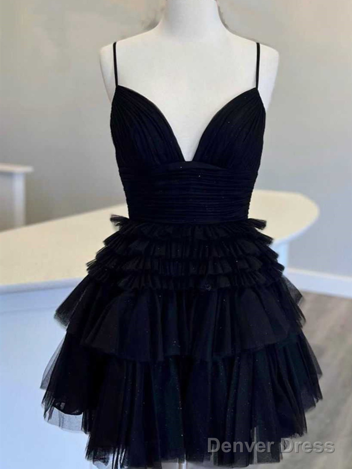 V Neck Short Black Red Prom Dresses, Short Red Black Formal Homecoming Dresses Main image