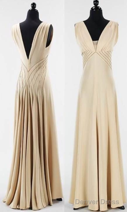 V Neck Sleeveless Party Dress 拢卢 Long Prom Dress