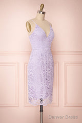 V-Neck Spaghetti Straps Lace Short Bridesmaids Dresses