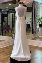 V-Neck Square Back Long Bridal Gown