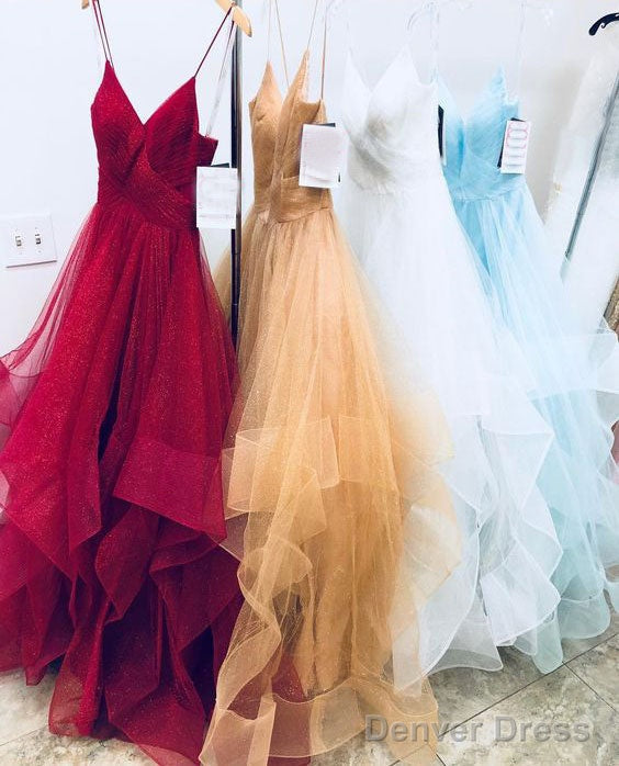 V Neck White/Burgundy/Champagne/Blue Wedding Gown, V Neck Prom Dresses Secondary image
