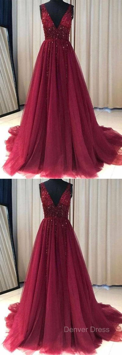 V Neckline Prom Dresses Long , Evening Dresses, Formal Dresses, Graduation School Party Dance Dresses Secondary image