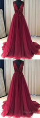V Neckline Prom Dress Long , Evening Dress, Formal Dresses, Graduation School Party Dance Dress